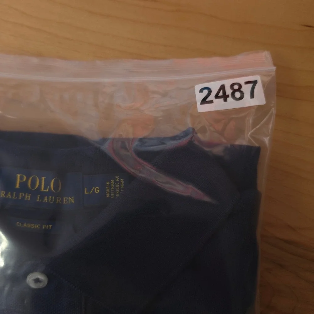 Polo Ralph Lauren Shirt Mens Large Blue Classic Fit Short Sleeve Pique Polo L